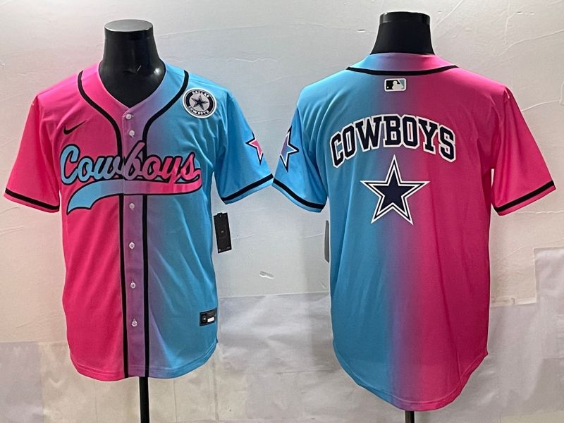 Men 2025 Dallas Cowboys Blank Blue pink Nike Limited NFL Jersey style 007